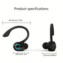 5.2 Headset, Single Ear Earpiece Earphone with Mic, Hook, Noise Canceling Headset for Business, Trucker, Driver, Wireless Headphone with Ear Caps for iPhone, for SamSung, for Android